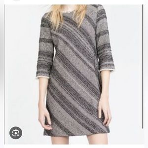 Zara basic striped tweed knit dress
